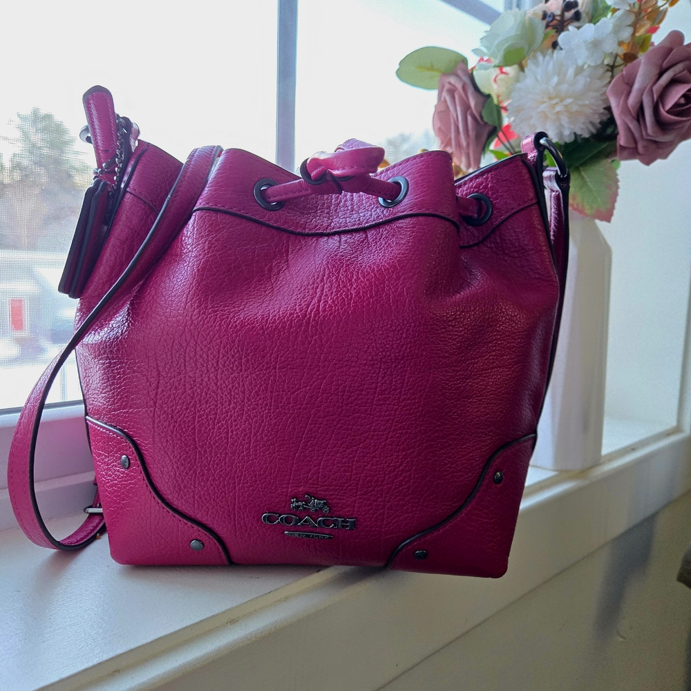 Coach Fuchsia Leather Shoulder Bag